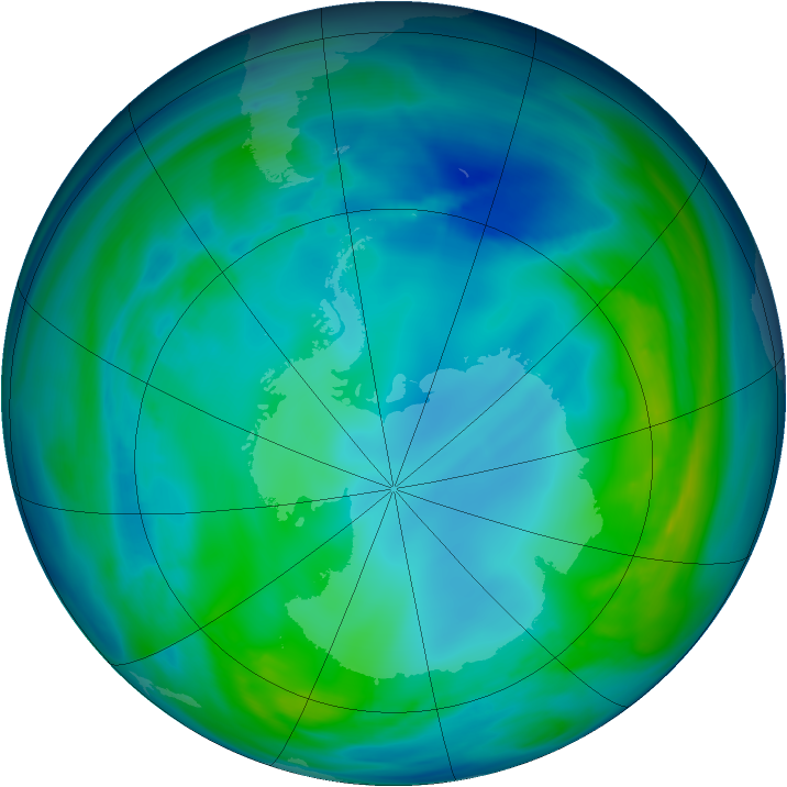 Antarctic ozone map for 11 May 2005